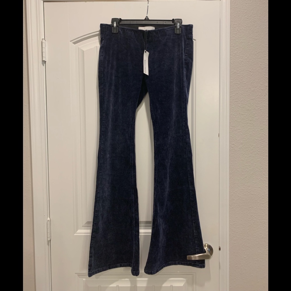 Newbury Kustom navy corduroy flares